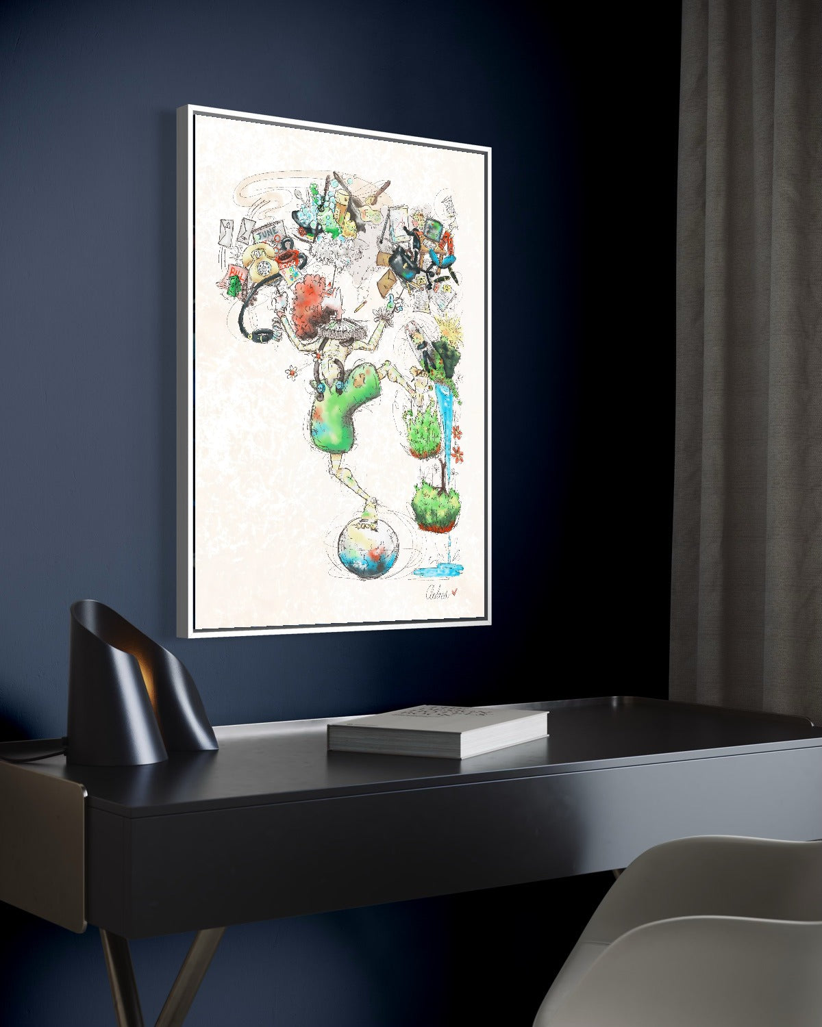 Andrea Nicole 'A Fragile Performance' fine art canvas in a white tray float frame, shown on the wall in a styled room setting. | an:family=canvas;role=hero;finish=white;scene=white_1