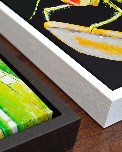 Andrea Nicole 'Just For a Moment' gallery canvas in a tray float frame — close detail of the floating edge and frame moulding. | an:family=canvas;role=hero