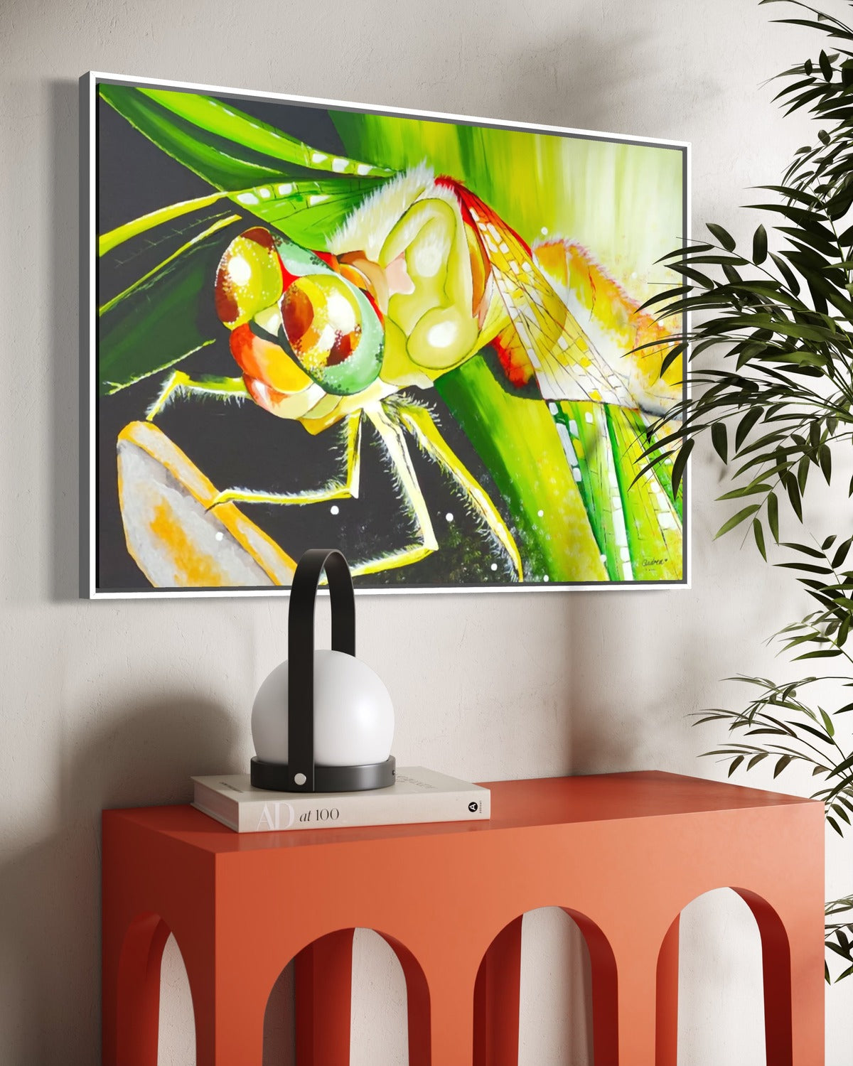 Andrea Nicole 'Just For a Moment' fine art canvas in a white tray float frame, shown on the wall in a styled room setting. | an:family=canvas;role=hero;finish=white;scene=white_1