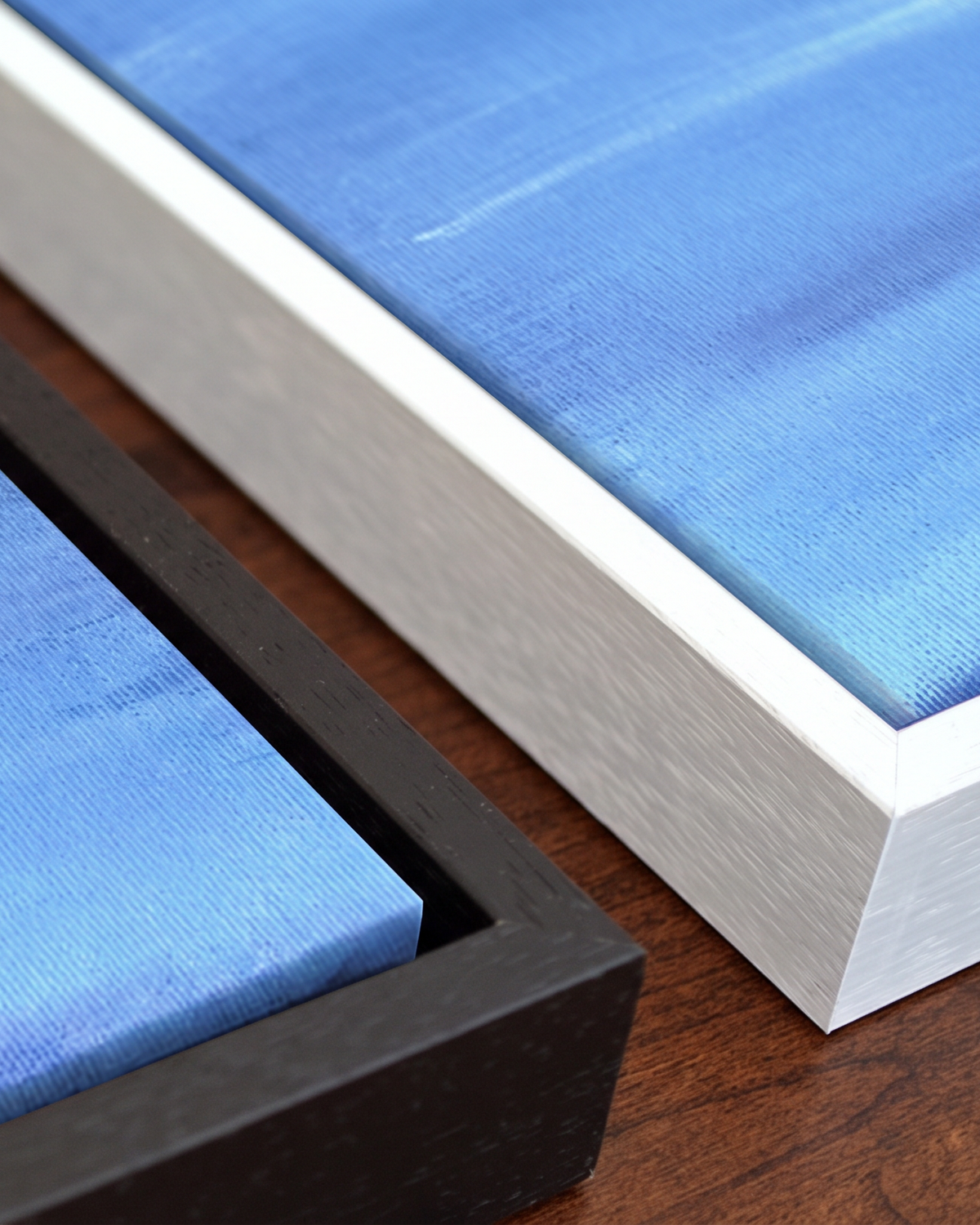 Andrea Nicole 'Patience' gallery canvas in a tray float frame — close detail of the floating edge and frame moulding. | an:family=canvas;role=hero