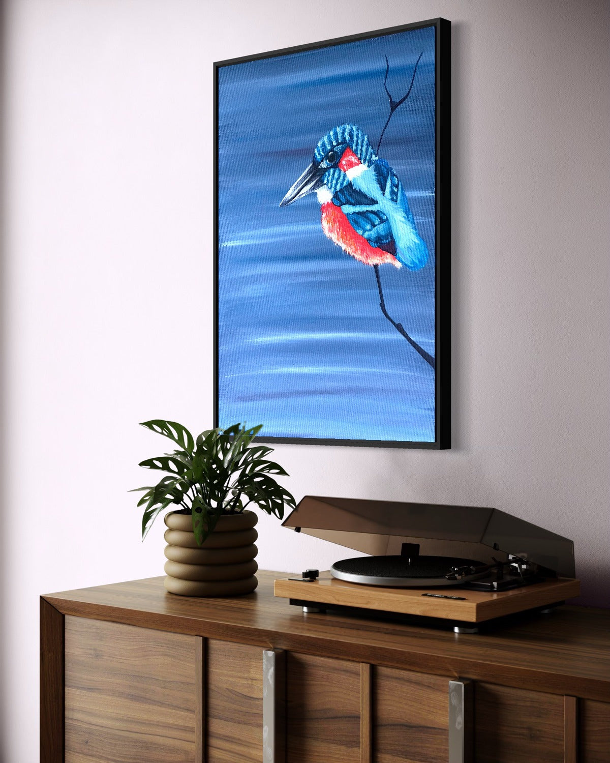 Andrea Nicole 'Patience' fine art canvas in a black tray float frame, shown on the wall in a styled room setting. | an:family=canvas;role=hero;finish=black;scene=black_2