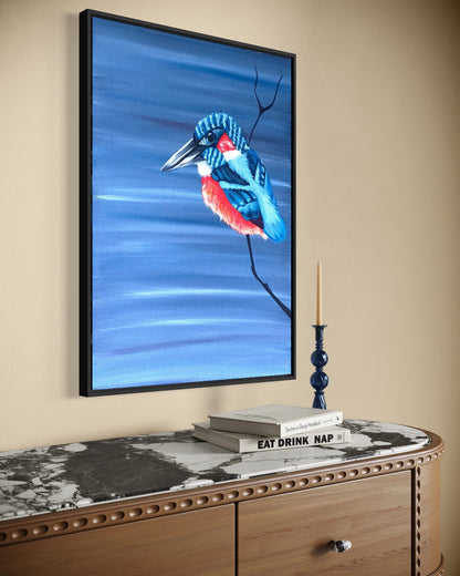 Andrea Nicole 'Patience' fine art canvas in a black tray float frame, shown on the wall in a styled room setting. | an:family=canvas;role=hero;finish=black;scene=black_5