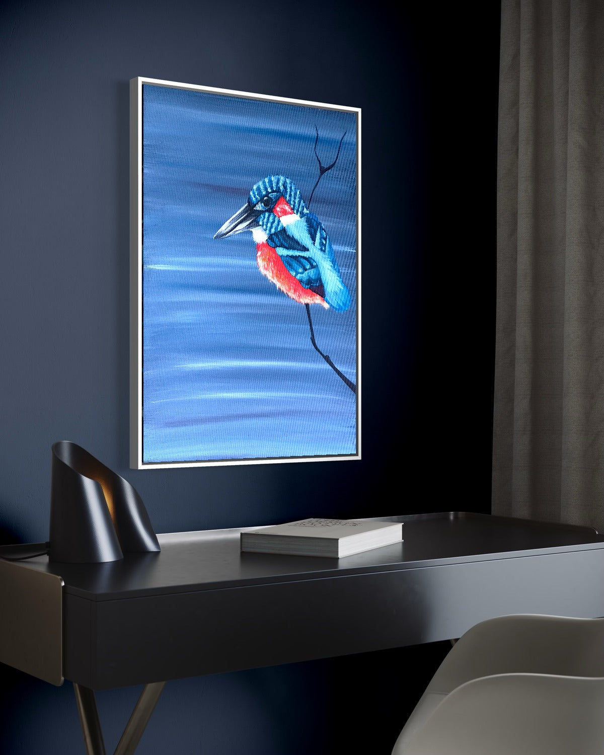Andrea Nicole 'Patience' fine art canvas in a white tray float frame, shown on the wall in a styled room setting. | an:family=canvas;role=hero;finish=white;scene=white_1