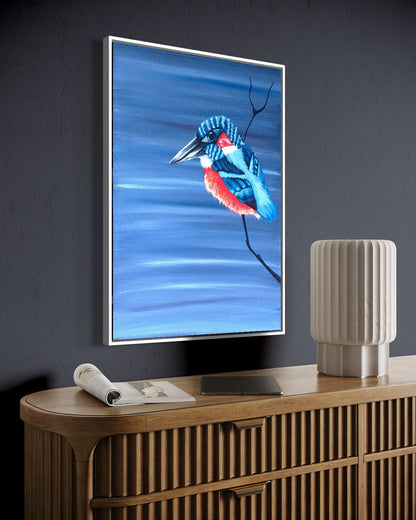 Andrea Nicole 'Patience' fine art canvas in a white tray float frame, shown on the wall in a styled room setting. | an:family=canvas;role=hero;finish=white;scene=white_2