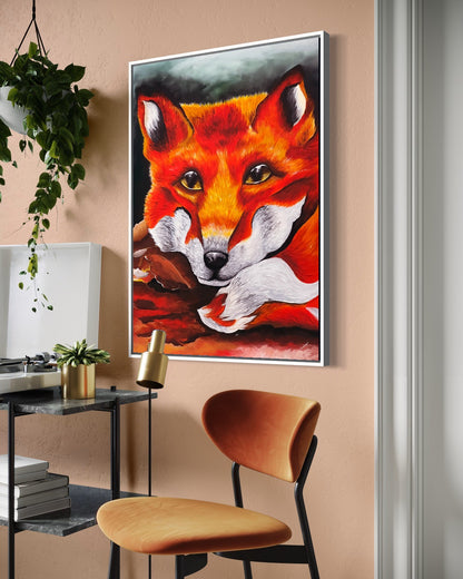 Andrea Nicole 'Quiet Curiosity' fine art canvas in a white tray float frame, shown on the wall in a styled room setting. | an:family=canvas;role=hero;finish=white;scene=white_3