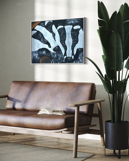 Andrea Nicole 'Secret Whispers' fine art canvas in a white tray float frame, shown on the wall in a styled room setting. | an:family=canvas;role=hero;finish=white;scene=white_1