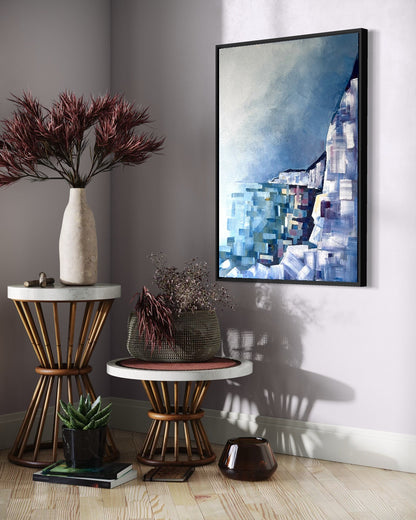 Andrea Nicole 'Solitude' fine art canvas in a black tray float frame, shown on the wall in a styled room setting. | an:family=canvas;role=hero;finish=black;scene=black_3