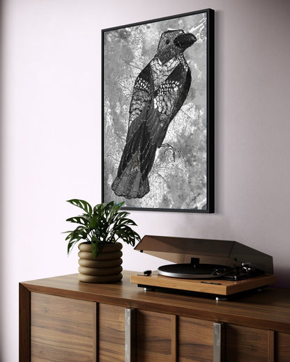 Andrea Nicole 'The Journey to Transformation' fine art canvas in a black tray float frame, shown on the wall in a styled room setting. | an:family=canvas;role=hero;finish=black;scene=black_2