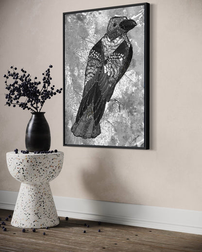 Andrea Nicole 'The Journey to Transformation' fine art canvas in a black tray float frame, shown on the wall in a styled room setting. | an:family=canvas;role=hero;finish=black;scene=black_4